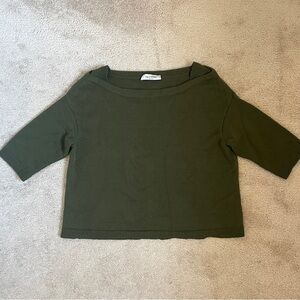 VALENTINO 100% Cashmere Military Olive Green Bateau Neck Sweater Top size M